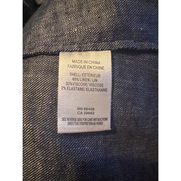 THEORY Yarine Linen Blend Dark Blue Chambray Button Up Sleeveless Small S P EUC - Picture 7 of 8